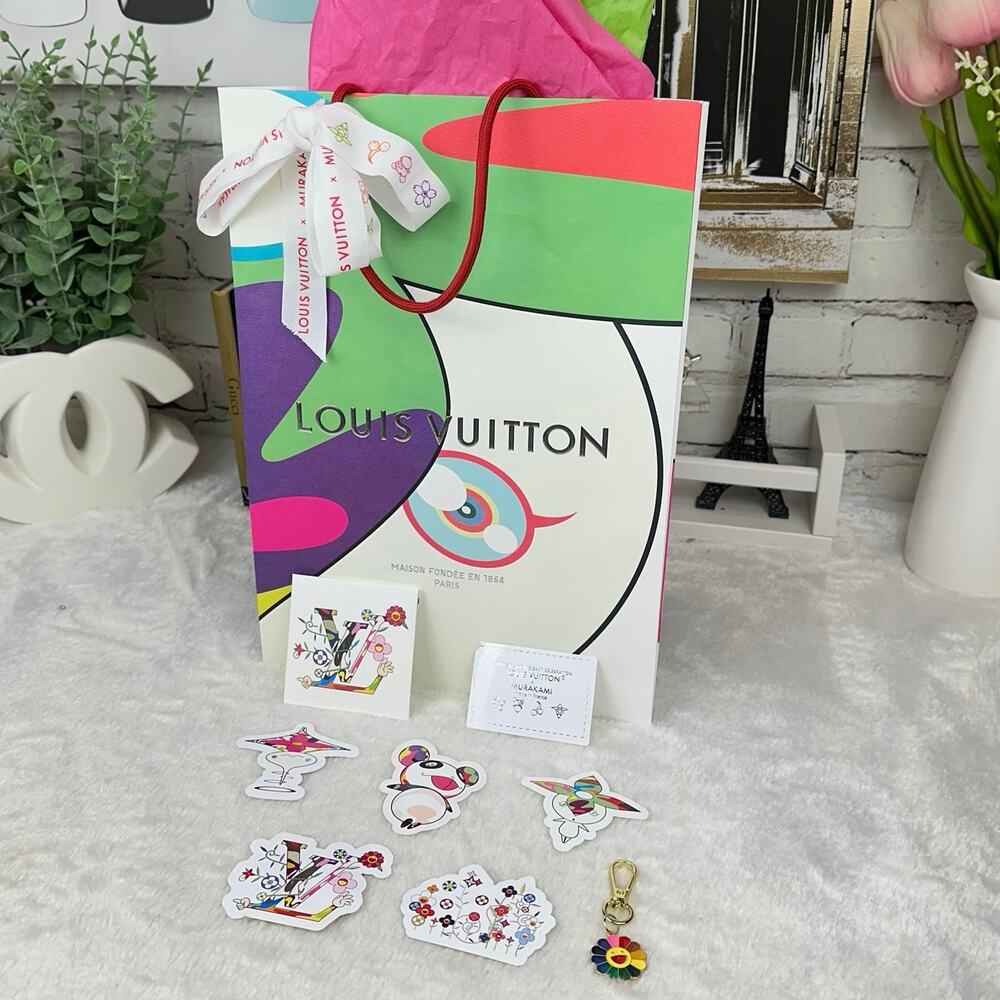 Louis Vuitton X Takashi Murakami Bag GIFT SET!  Stickers included & Keychain
